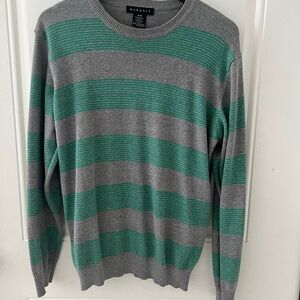 Marquise Men's Sweater in Gray and Green Stripes